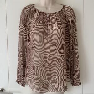 Isabel Marant Etoile Wavy Stripe Silk Rust Red Ivory 
Long Sleeve Peasant Top 2